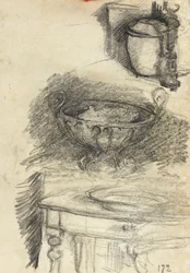 Ainda vida de utensílios de cozinha, c.1890 (giz preto sobre papel)
